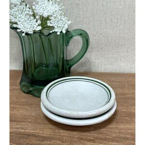 2 Restaurant Ware Shenango Butter Pats 2 Green Stripe Chunky China Ironstone